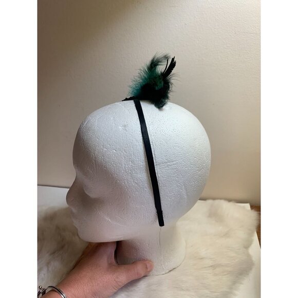 Women's Fascinator Headband Hat Feather Beaded Cocktail 1920s - Picture 4 of 8